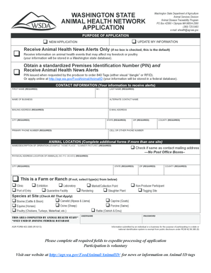 Washington State Animal Health Network Application
