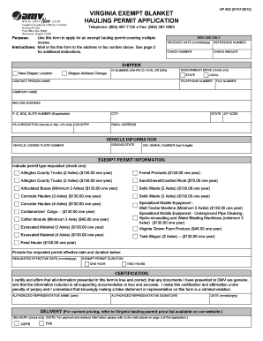 Virginia Exempt Hauling Permit Application