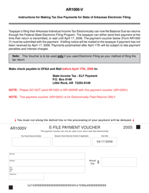 Arkansas E-File Payment Voucher