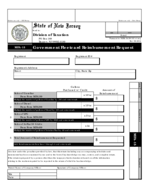 New Jersey MFA-15 Government Fleetcard Reimbursement Request