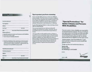 Verizon Application for Special Protections
