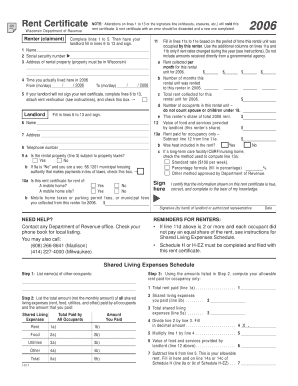 Wisconsin Rent Certificate