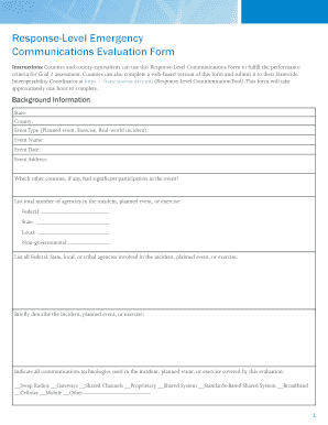 Response-Level Emergency Communications Evaluation Form