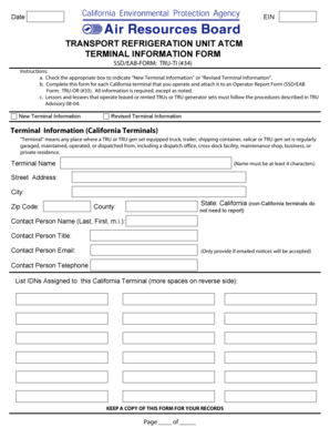 California Terminal Information Form