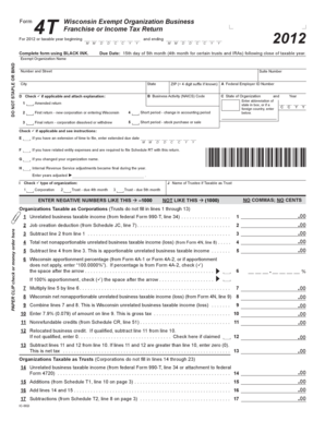 Wisconsin Exempt Organization Business Tax Return