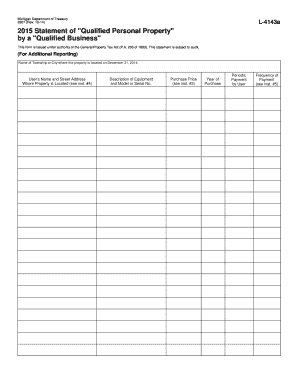 Michigan Qualified Personal Property Statement