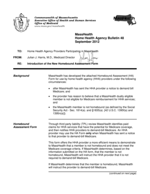 MassHealth Homebound Assessment Form