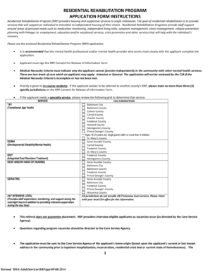 Residential Rehabilitation Program Application