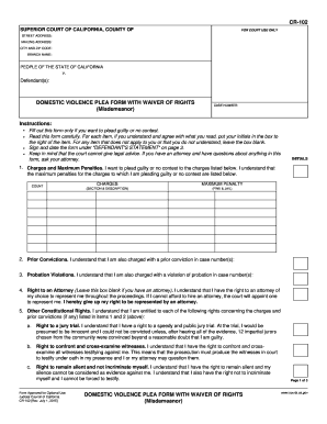 California Domestic Violence Plea Form