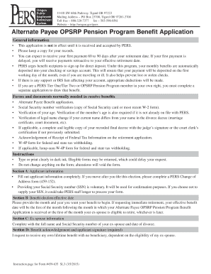 Alternate Payee OPSRP Pension Program Benefit Application