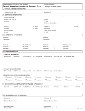 Federal Family Education Loan Program Default Aversion Assistance Request Form