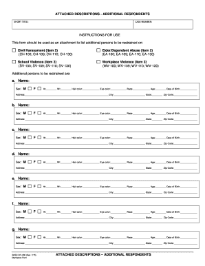 California Additional Respondents Form