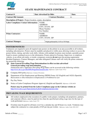 California Labor Compliance Prejob Checklist