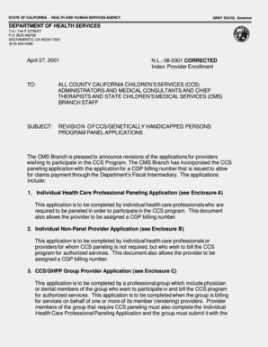 California Children's Services Provider Paneling Application