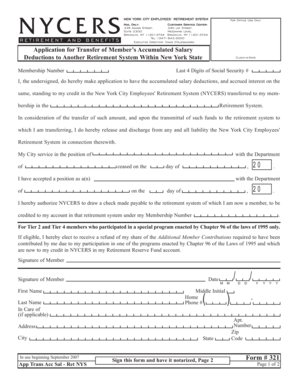 New York City Employees' Retirement System Transfer Application