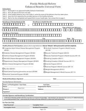 Florida Medicaid Enhanced Benefits Form