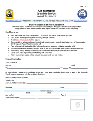 Student Discount Sticker Application