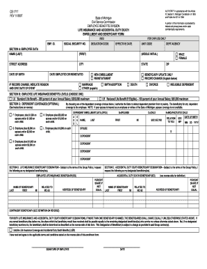 Michigan Employee Life Insurance and Accidental Duty Death Beneficiary Form