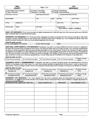 Pima County Life Insurance Enrollment Form