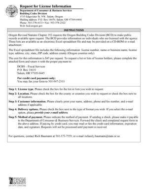 Oregon License Information Request Form