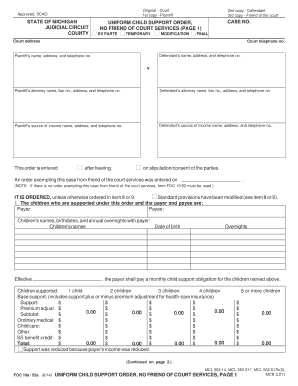 Michigan Uniform Child Support Order