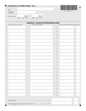 Schedule 2 Form 941ME 2013