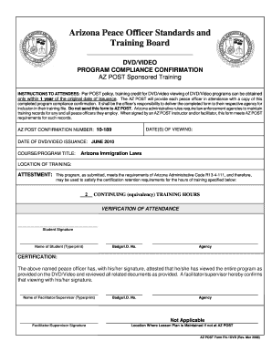 Arizona Peace Officer Training Compliance Form