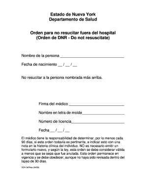 Orden para no resucitar fuera del hospital