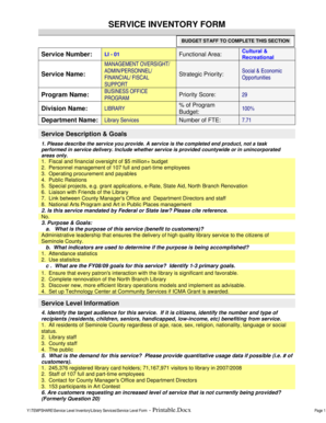 Seminole County Library Service Inventory Form