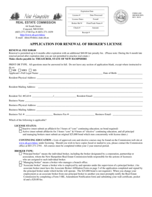 New Hampshire Broker License Renewal Form