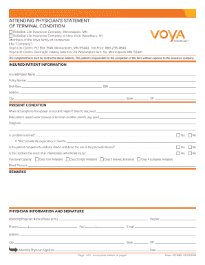 Attending Physician's Statement of Terminal Condition