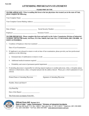 Attending Physician's Statement Form 043