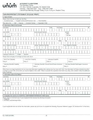 Unum Accident Claim Form