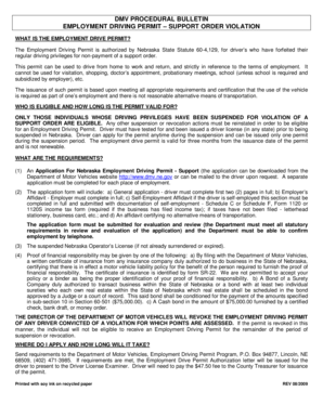 Nebraska Employment Driving Permit Application