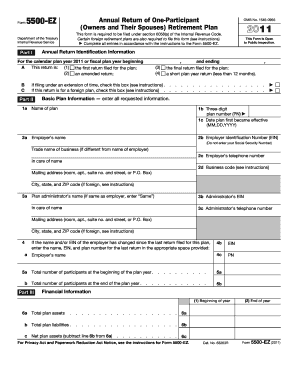 Form 5500-EZ Annual Return of One-Participant Retirement Plan