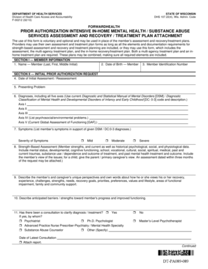 Wisconsin Intensive In-Home Mental Health Services Assessment Form