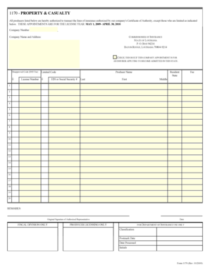 Louisiana Property & Casualty Producer Appointment Form