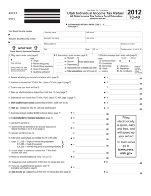 Utah Individual Income Tax Return 2012