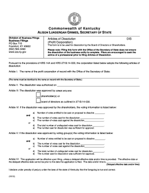 Kentucky Articles of Dissolution