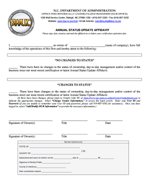 North Carolina Annual Status Update Affidavit