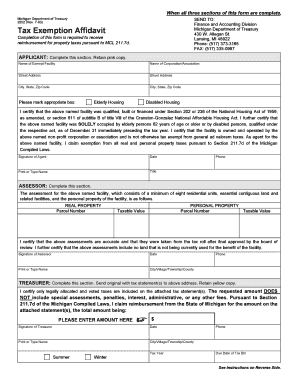 Michigan Tax Exemption Affidavit