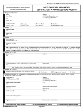 FDA Certificate of a Pharmaceutical Product