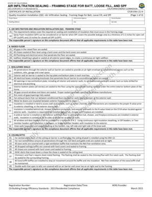 California Air Infiltration Sealing Certificate
