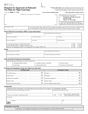 Texas High Cost Gas Well Tax Rate Reduction Request