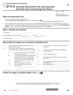 Illinois ST-4-X Amended Food and Beverage Tax Return