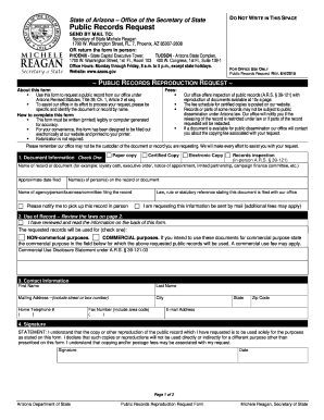 Arizona Public Records Reproduction Request Form