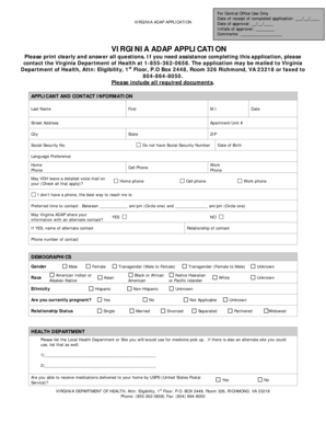 Virginia ADAP Application Form