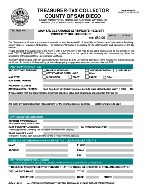 Map Tax Clearance Certificate Request