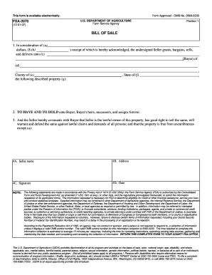 USDA Farm Service Agency Bill of Sale