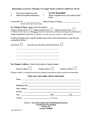 New Jersey Change of Legal Name or Address Form